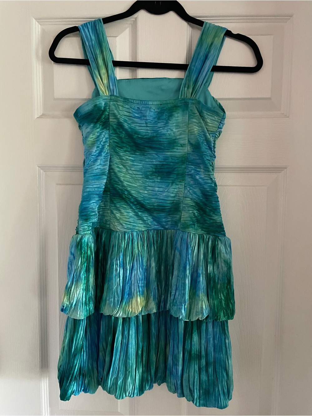 My Michelle Blue Green Ruched Tiered Party Dress Size 12 - Picture 2 of 9